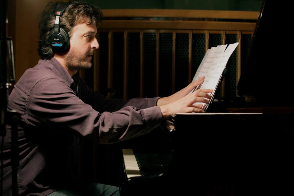 Musicians recording a film score at Air Studios