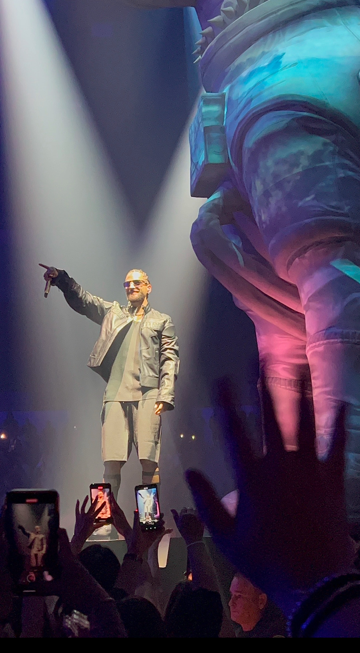 Maluma performing live during a concert set